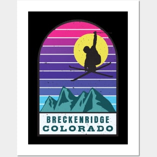 Ski Breckenridge Colorado Retro Sunset Posters and Art